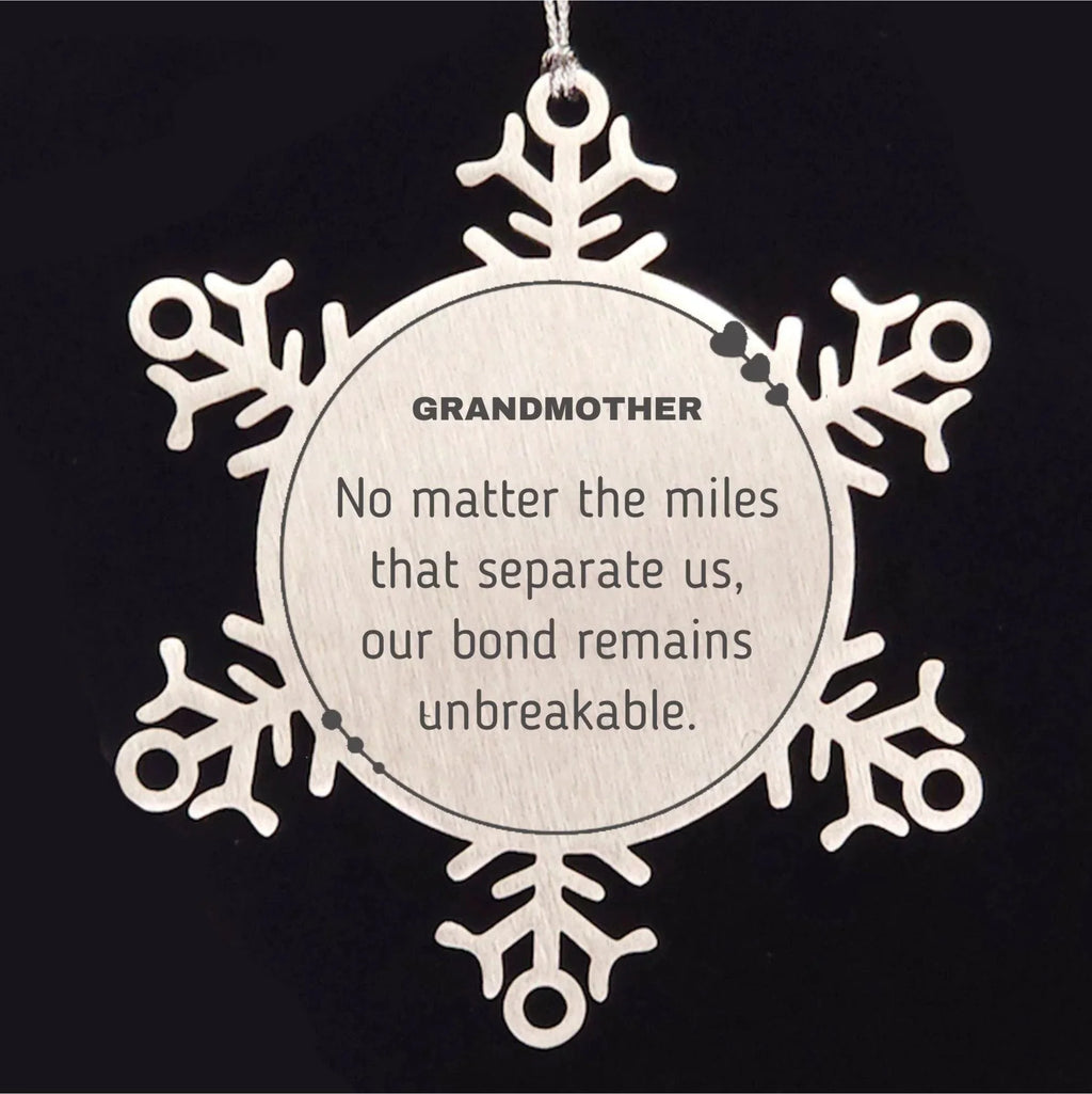 Grandmother Long Distance Relationship Gifts, No matter the miles that separate us, Cute Love Snowflake Ornament For Grandmother, Birthday Christmas Unique Gifts For Grandmother
