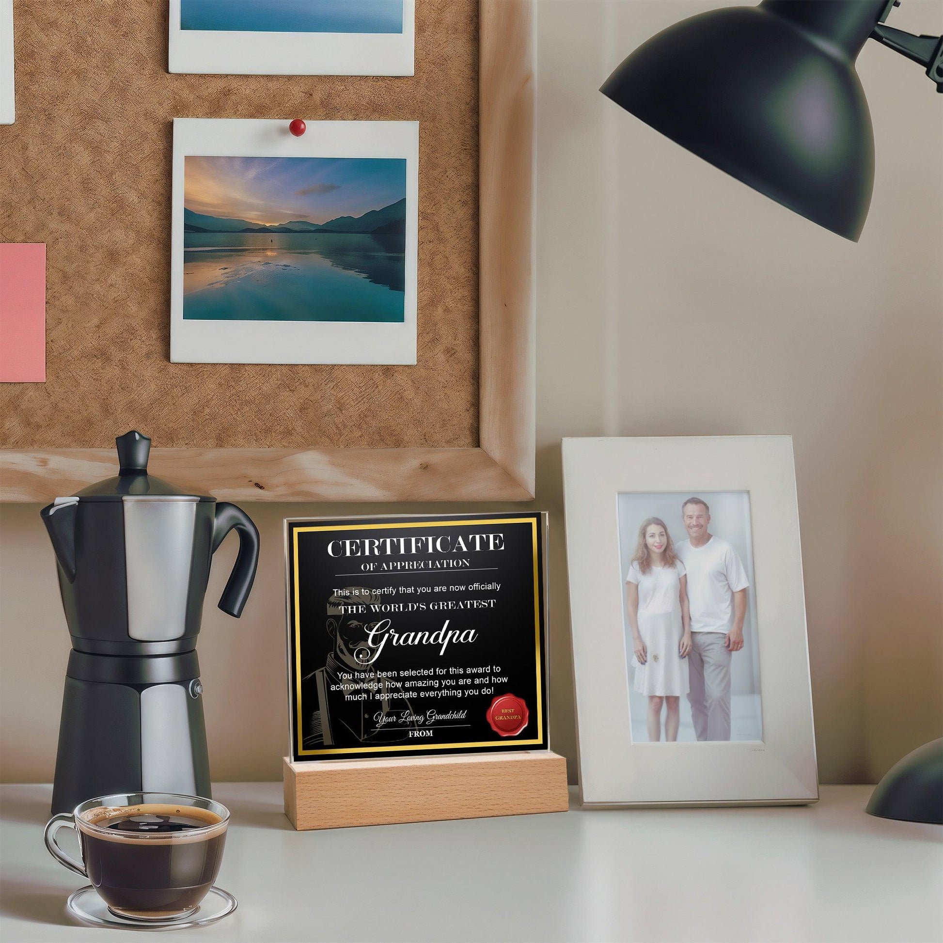 Certificate of Appreciation - The World's Greatest Grandpa Acrylic Plaque - Mallard Moon Gift Shop