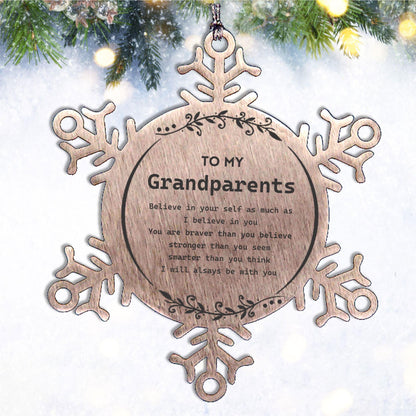 Grandparents Snowflake Ornament - You are braver than you believe, stronger than you seem, Inspirational Birthday, Christmas Gifts