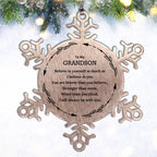 Grandson Christmas Ornament Gifts, Grandson Snowflake Ornament, Motivational Grandson Engraved Gifts, Grandson Birthday, You Are Braver Than You Believe, I will Always be with You