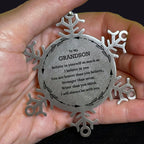 Grandson Christmas Ornament Gifts, Grandson Snowflake Ornament, Motivational Grandson Engraved Gifts, Grandson Birthday, You Are Braver Than You Believe, I will Always be with You