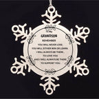 Grandson Snowflake Ornament, Remember, You Will Never Lose. You Will Either Win or Learn, Keepsake Inspirational Ornament for your Grandson, Birthday Christmas Gifts Ideas