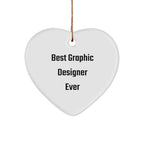 Graphic Designer Gifts Funny Quote Heart Ornament for Christmas, Gifts from Men to Women, Coworkers and Friends, 'Best Graphic Designer Ever'