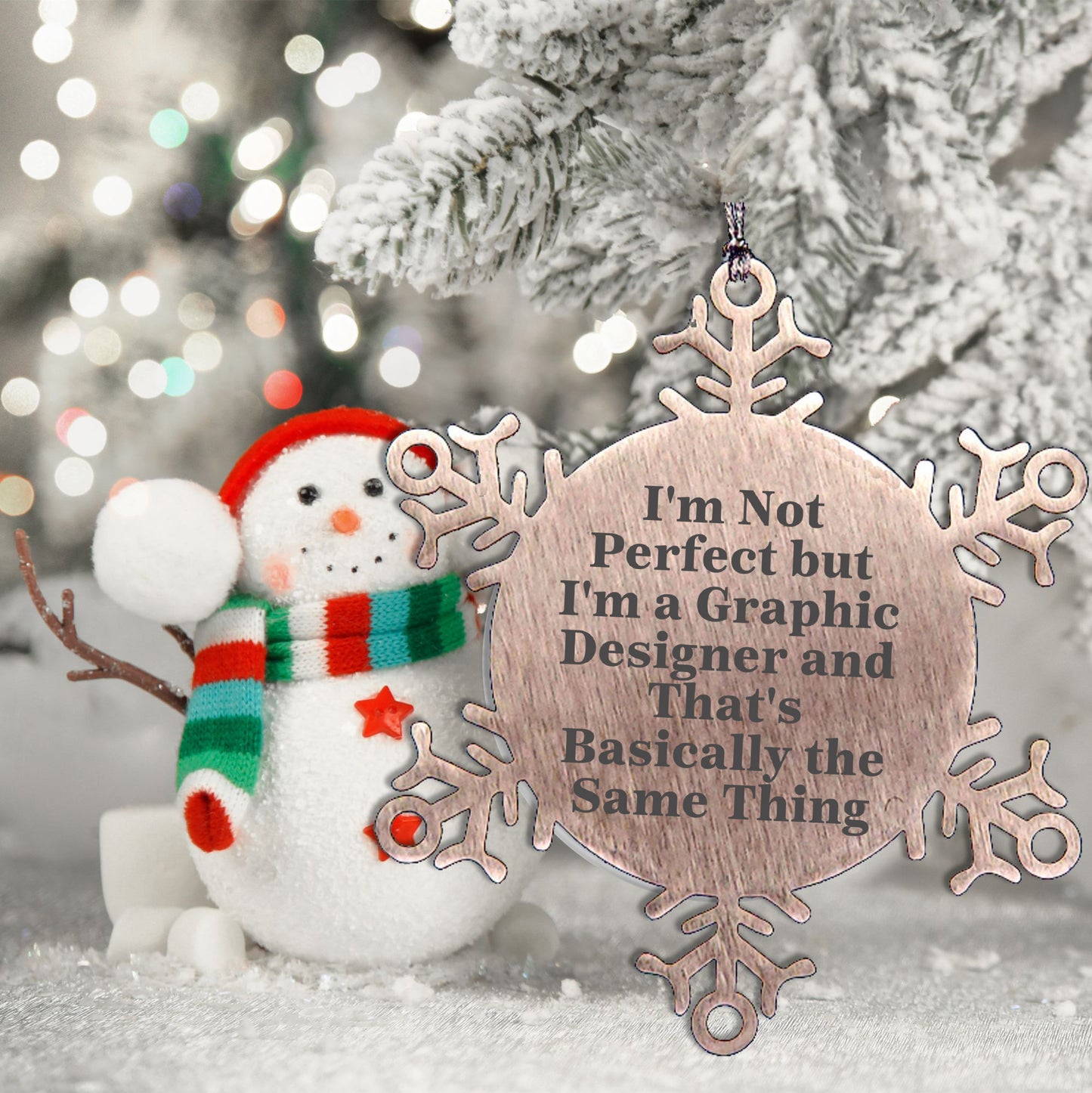Graphic Designer Gifts from Friends - Snowflake Ornament for Men, Women, or Coworkers - Funny Christmas Unique Gifts for Perfectly Imperfect Graphic Designers