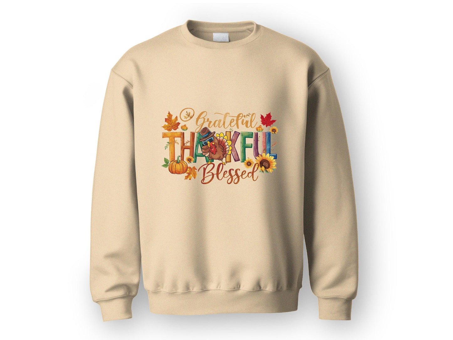 Grateful Thankful Blessed Thanksgiving Sweatshirt - Mallard Moon Gift Shop