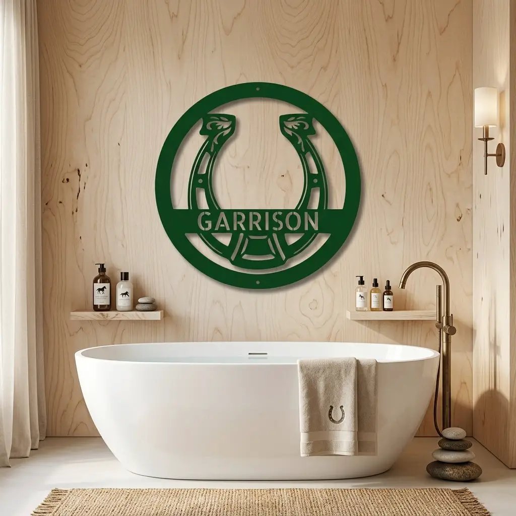 Horseshoe Monogram Personalized Indoor Outdoor Steel Wall Sign Art