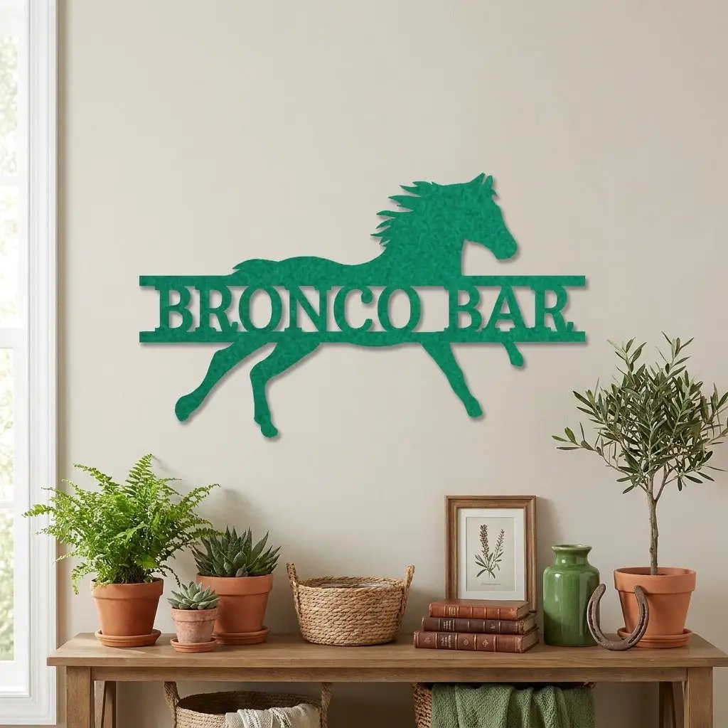 Personalized Horse Metal Wall Art Sign – Custom Ranch Name Sign – Western Barn Decor – Equestrian Steel Wall Art – Rustic Farmhouse Horse Lover Gift