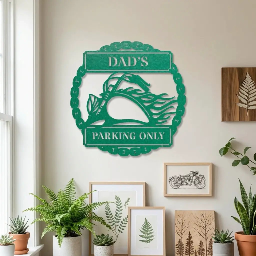 Personalized Motorcycle Metal Wall Art Sign – Custom Biker Name Sign – Garage Wall Decor – Man Cave Motorcycle Gift