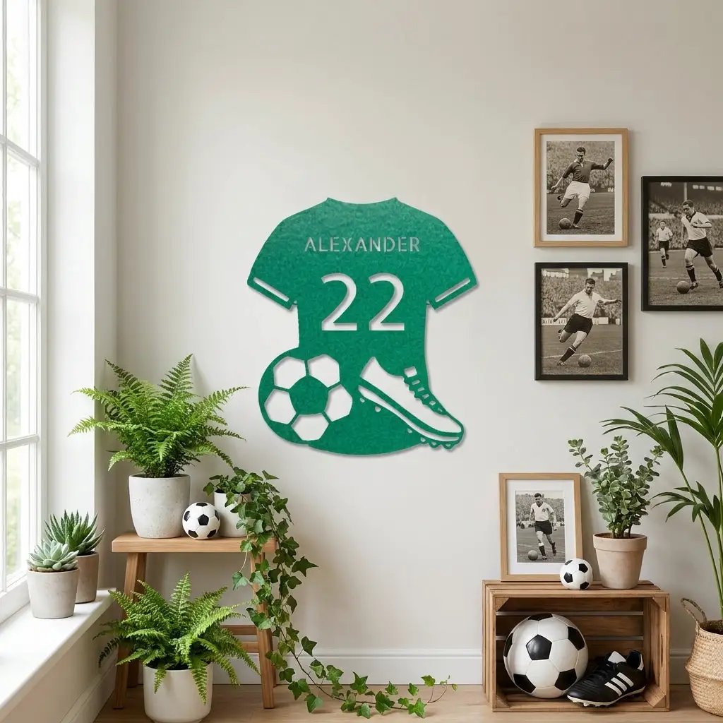 Soccer Jersey Monogram Custom Name Steel Sign Metal Wall Art