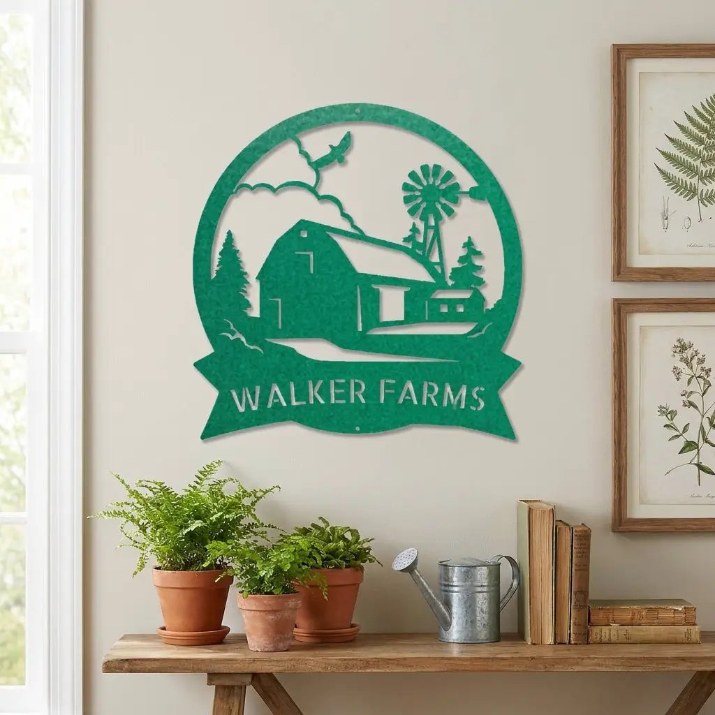 Barn Farmhouse Custom Name Metal Art Wall Sign