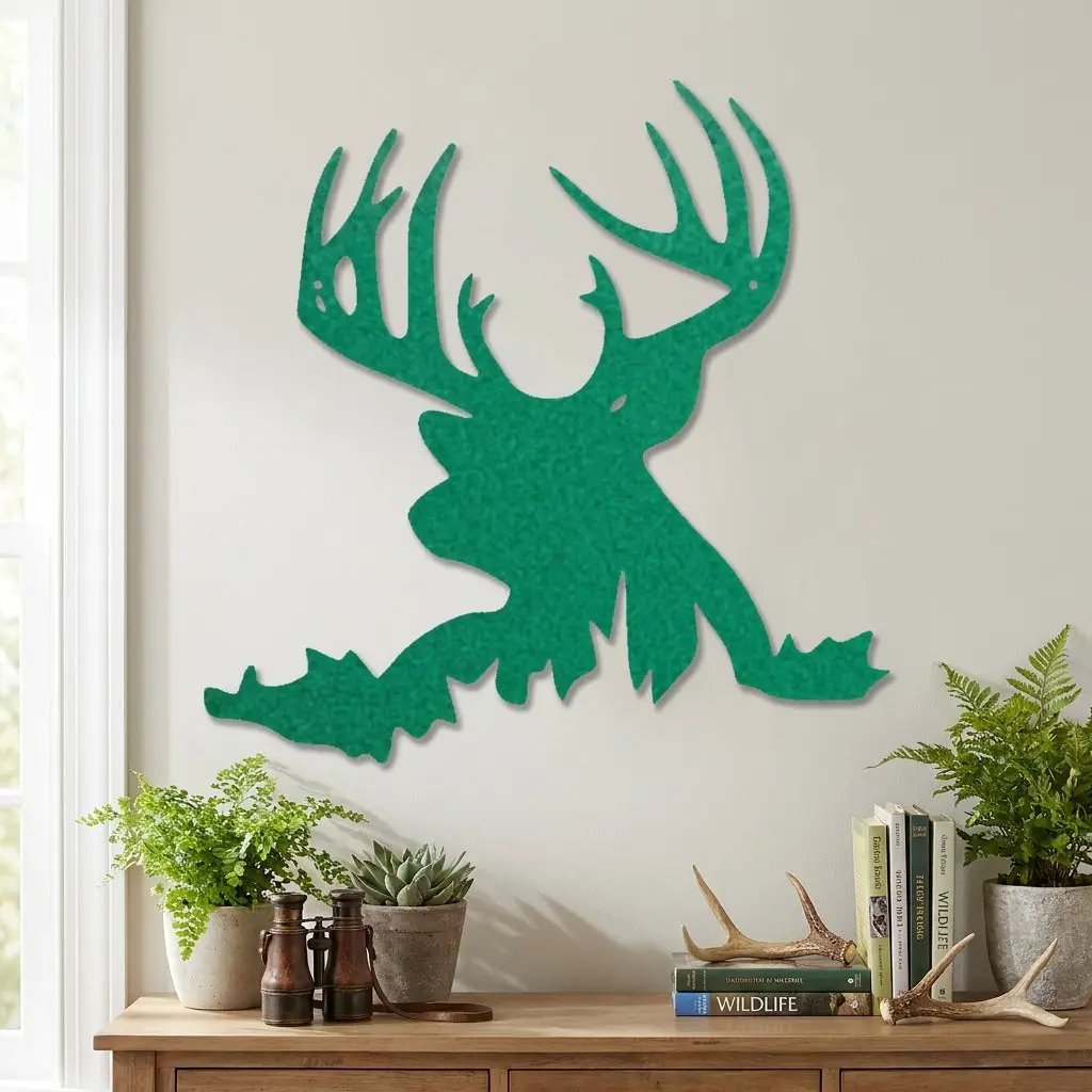 Deer Head Metal Wall Art – Buck Silhouette Wall Decor – Rustic Cabin Decor – Hunting Gift – Lodge Wall Art