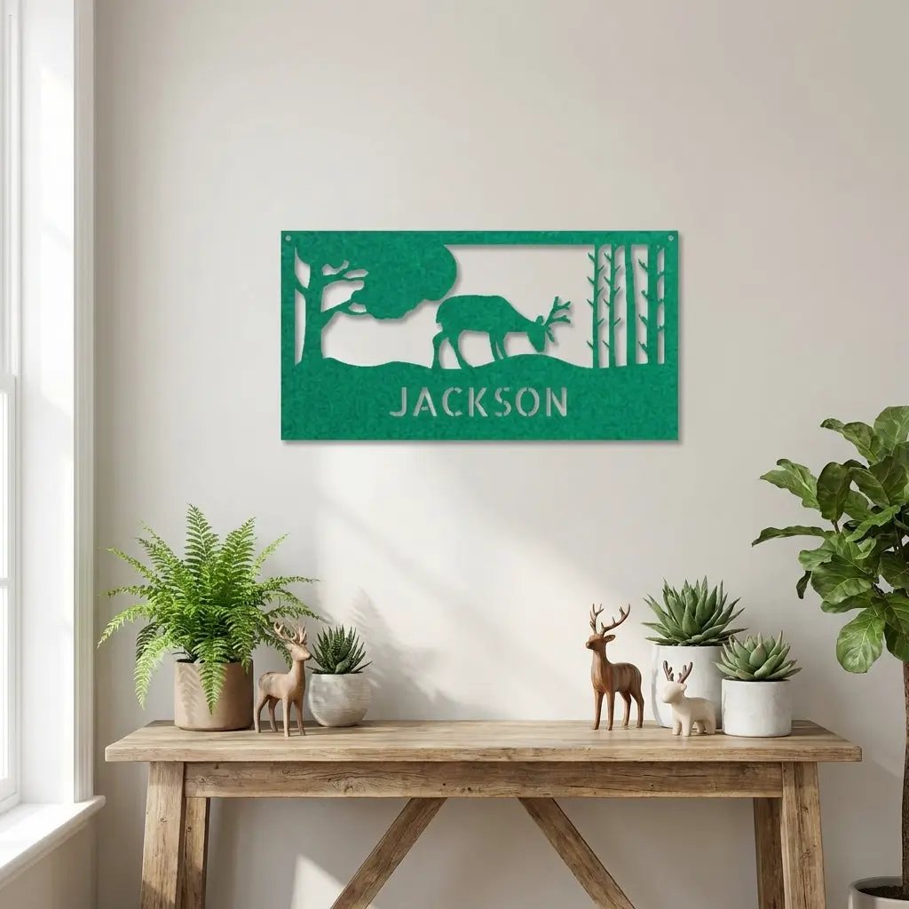 Personalized Deer Metal Sign, Hunting Wall Art, Custom Deer Name Sign, Rustic Cabin Decor
