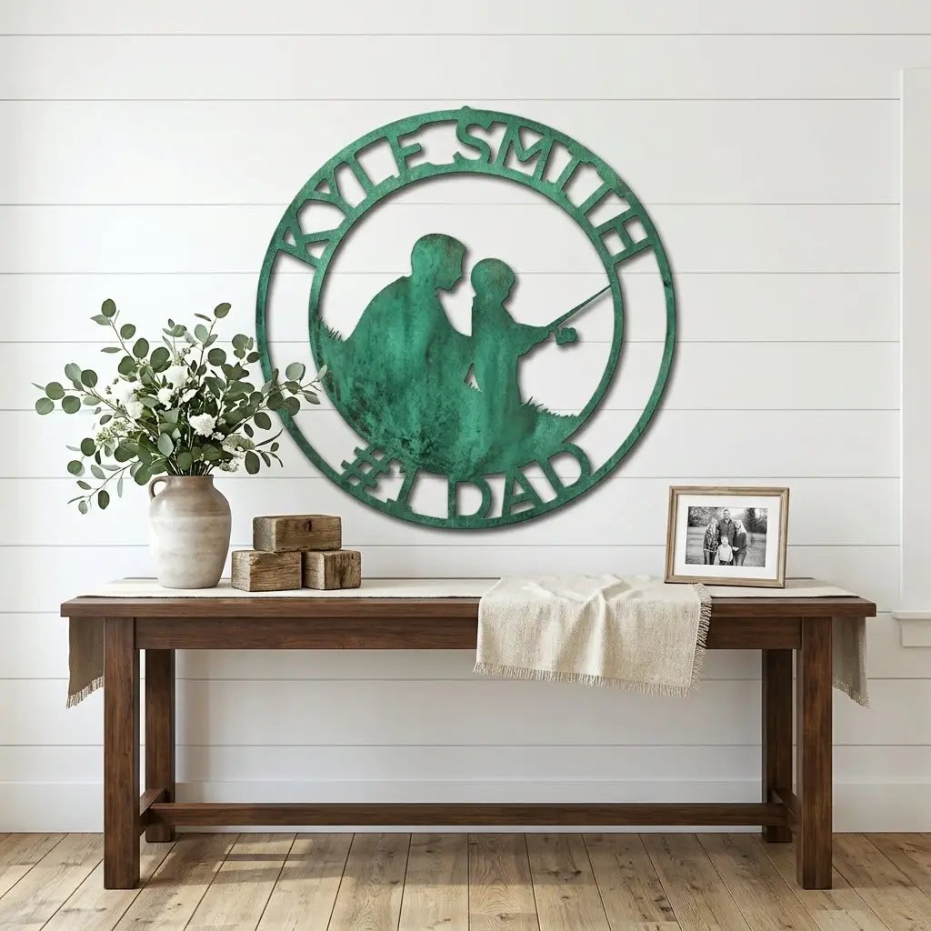 Personalized Father and Son Fishing Sign, Custom Dad Gift, Fishing Wall Decor, Father’s Day Gift, Gift for Fisherman, Metal Wall Art