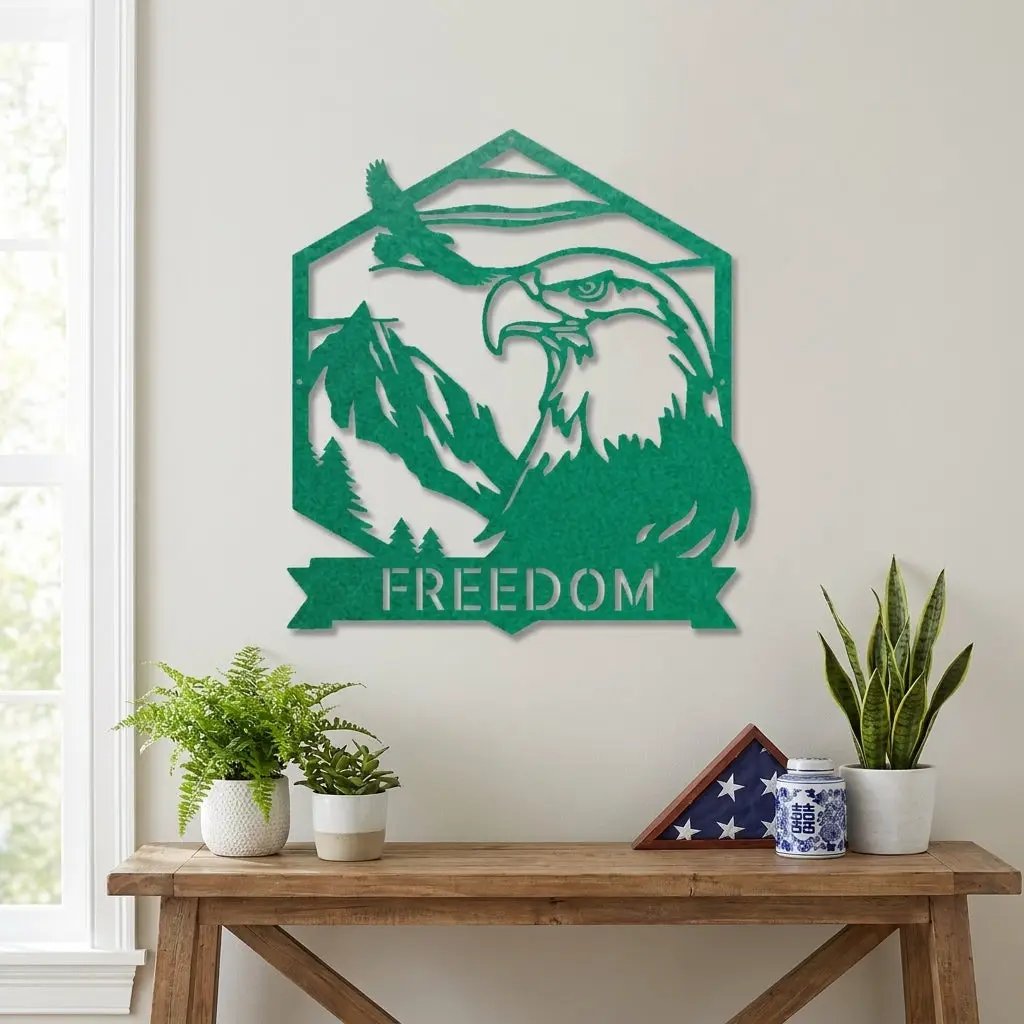 Personalized Eagle Metal Wall Art, Custom Freedom Sign, Mountain Eagle Decor, Patriotic Wall Art