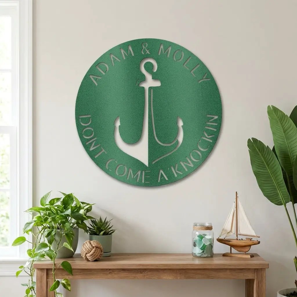 Anchor Personalized Metal Sign, Nautical Wall Decor, Family Name Sign, Beach, Boat House Decor