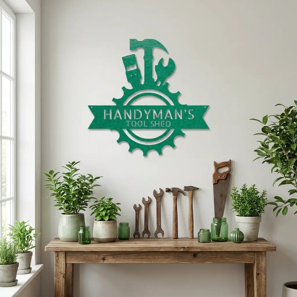 Personalized Handyman Metal Wall Art – Custom Tool Sign – Mechanic Garage Decor – Workshop Wall Art – Gift for Dad