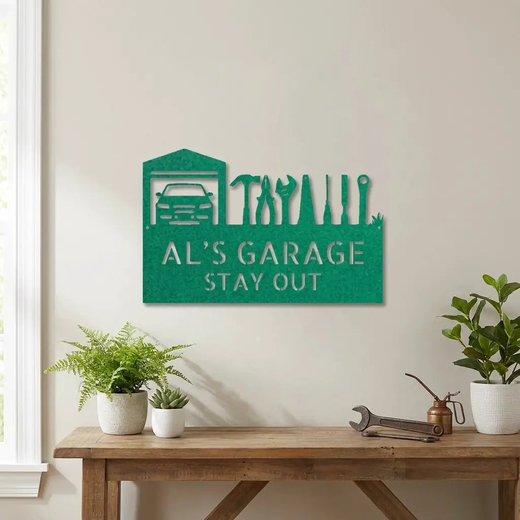 Garage Personalized Metal Sign, Custom Mechanic Wall Art, Car Enthusiast Decor, Automotive Shop Sign