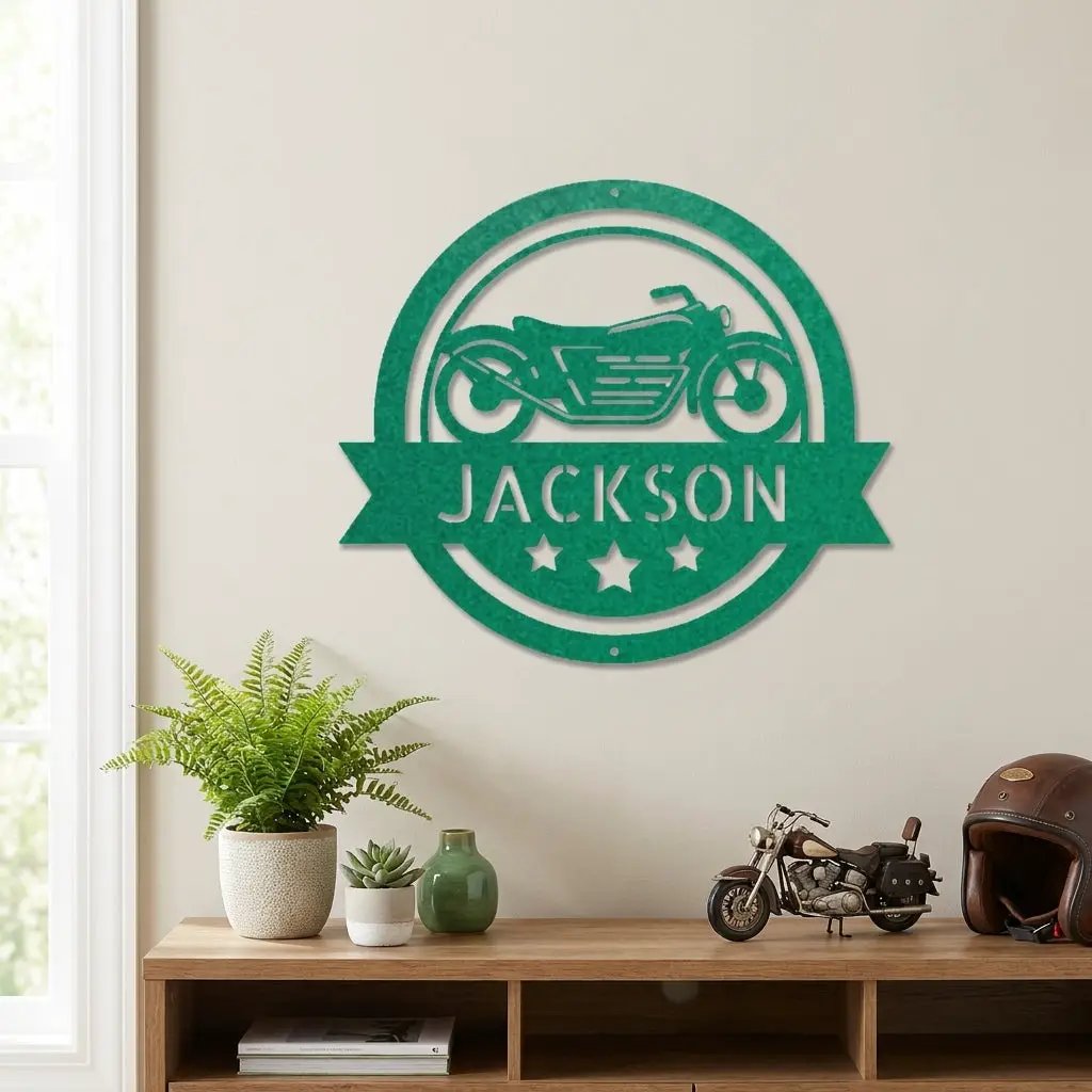 Personalized Motorcycle Metal Sign – Custom Biker Name Sign – Garage Wall Decor