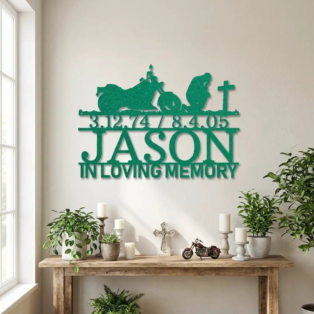 Motorcycle Memorial Metal Sign, Personalized In Loving Memory Sign, Custom Biker Memorial, Motorcycle Loss Gift