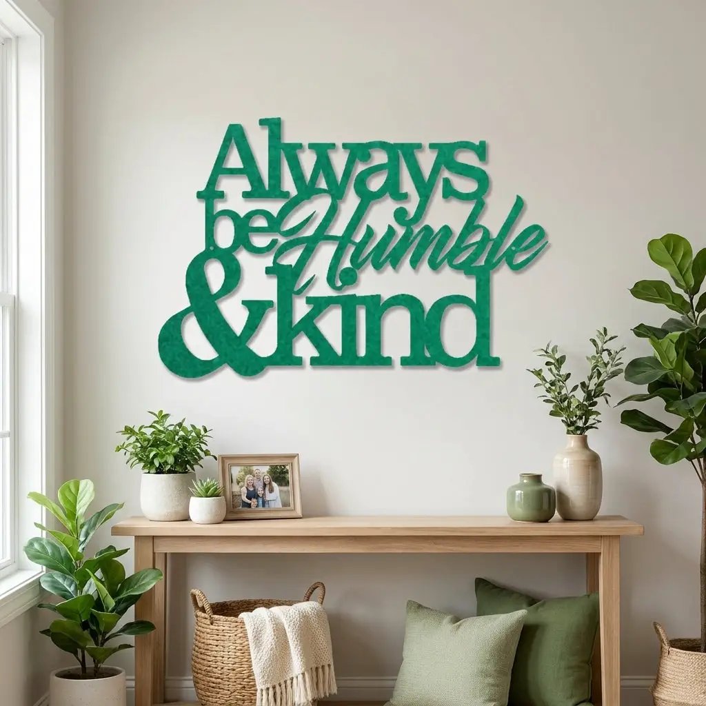 Always Be Humble and Kind Metal Wall Art – Inspirational Farmhouse Steel Sign – Rustic Family Quote Decor – Laser Cut Powder Coated USA Made Wall Hanging
