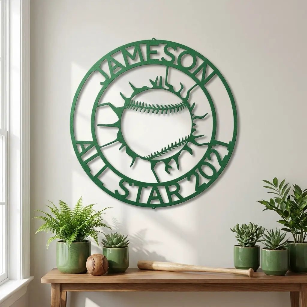 Personalized Baseball Metal Wall Art with Name, Custom Baseball Sign, Boys Room Decor, Sports Wall Art, Baseball Player Gift Idea