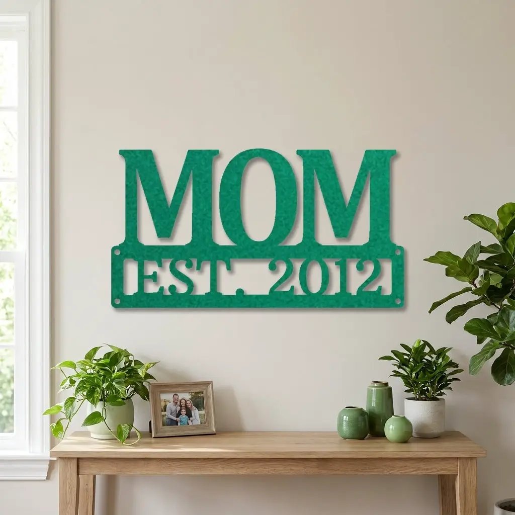 Mom Est. Year Metal Wall Art – Personalized Mom Sign – Custom Mother Established Date Sign – Mother’s Day Gift Wall Decor