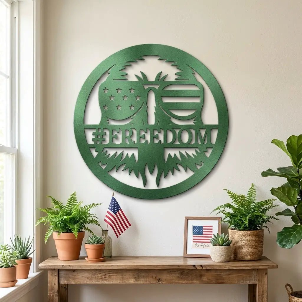 Personalized Freedom Eagle Metal Wall Art – Custom Patriotic American Flag Steel Sign – USA Freedom Decor for Veterans, Military Families & Patriot Homes