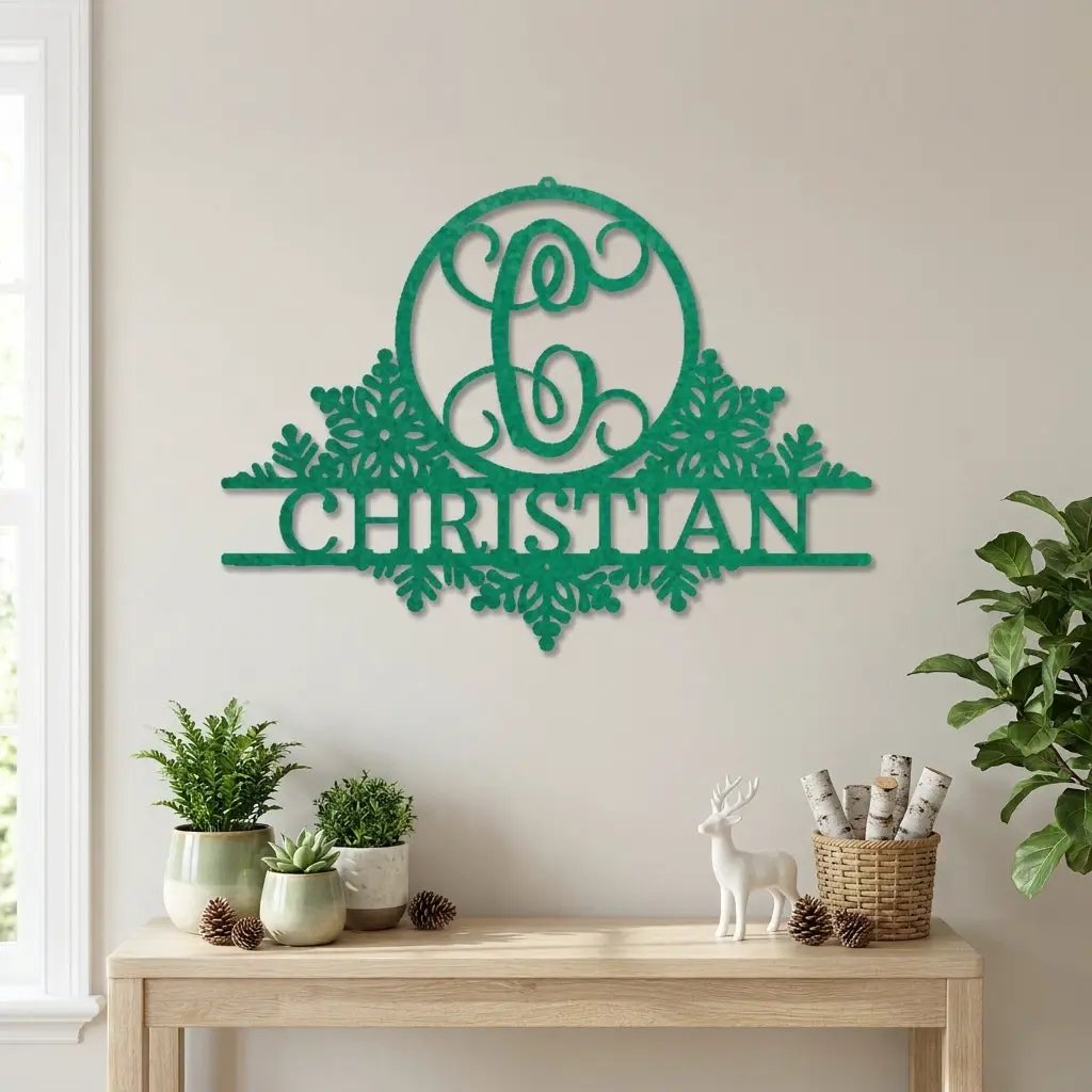 Personalized Family Name Metal Wall Art with Initial – Custom Monogram Steel Sign – Wedding Gift – Housewarming Decor – Farmhouse Wall Art