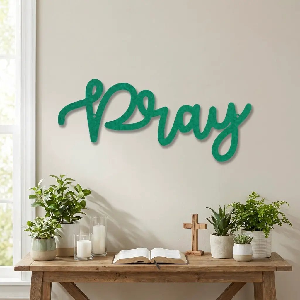 Pray Metal Wall Art – Christian Wall Decor – Faith Script Sign – Religious Home Decor