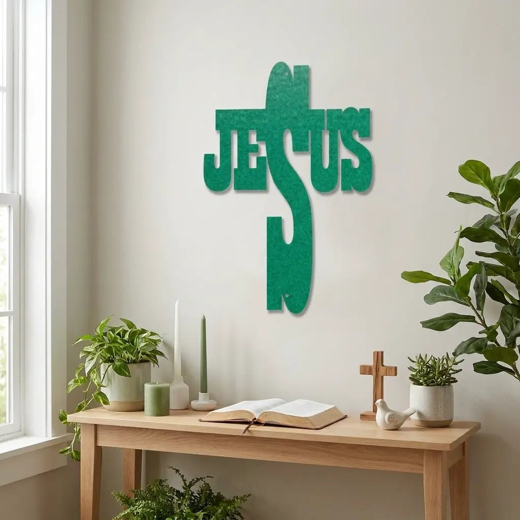 Jesus Cross Metal Wall Art | Christian Religious Decor | Inspirational Faith Wall Hanging