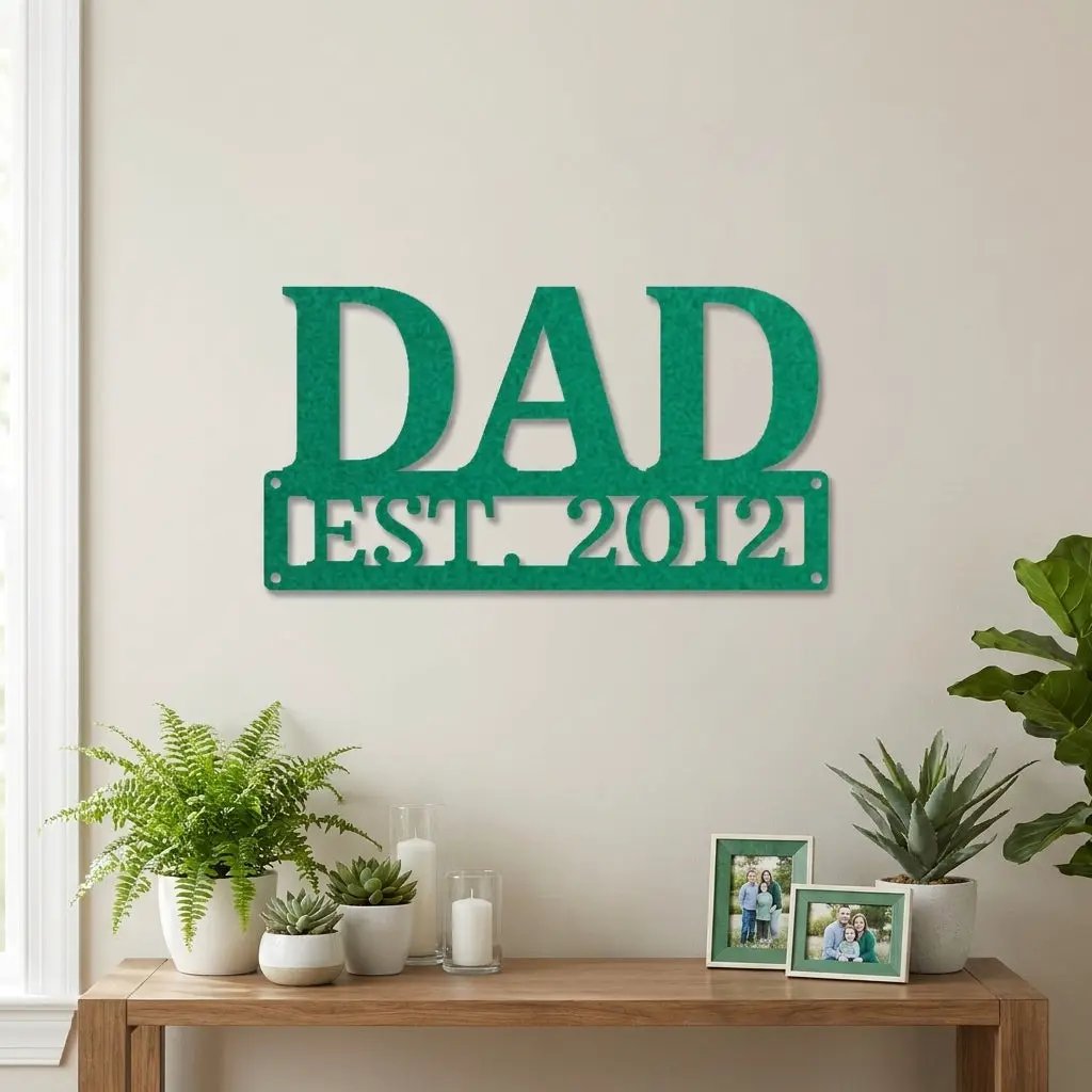 Dad Personalized Established Date Metal Aet Sign – Father’s Day Gift – Custom Family Decor