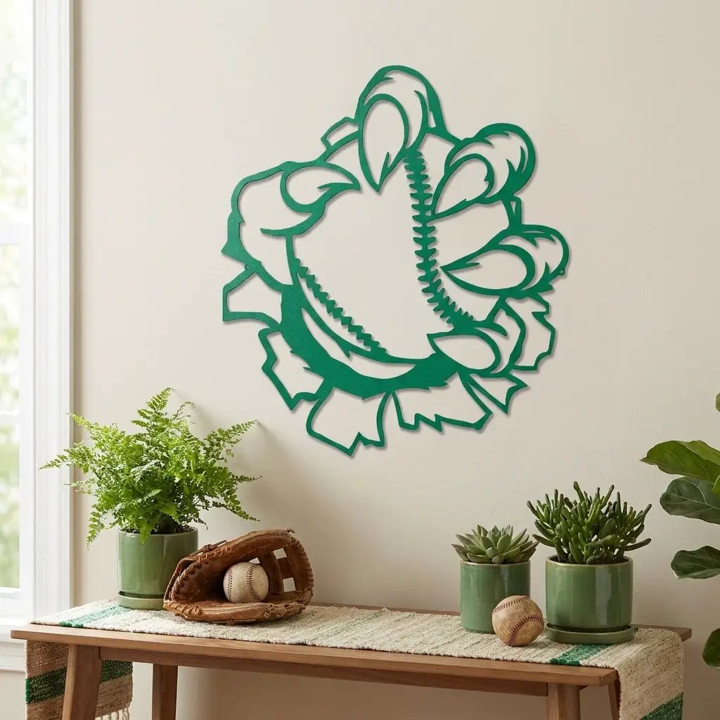 Baseball Monster Claw Metal Art Wall Sign
