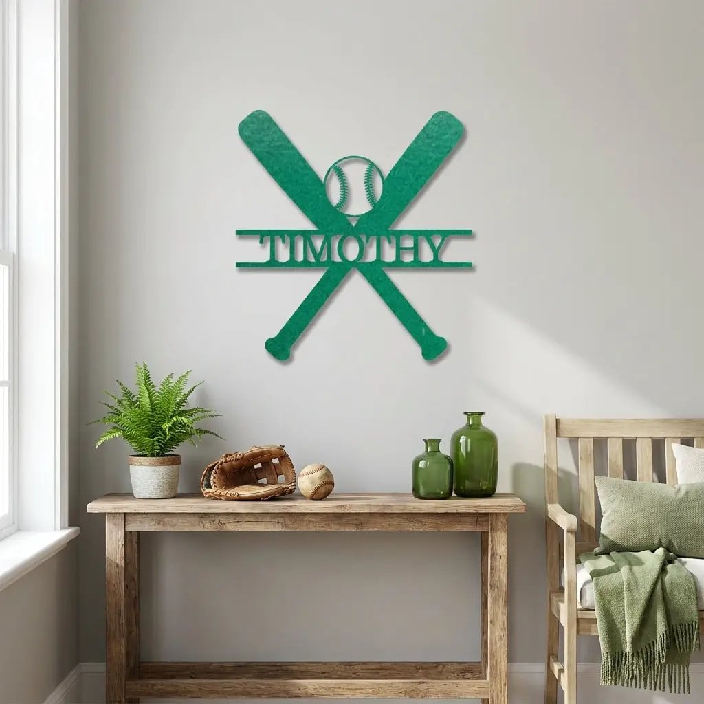 Personalized Baseball Bat Metal Wall Art with Name, Custom Baseball Sign, Boys Room Decor, Sports Wall Art, Baseball Player Gift Idea