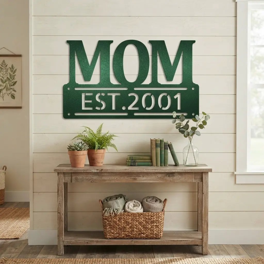 Personalized Mom Est. Year Metal Wall Art | Custom Mother's Day Gift | Mom Established Sign | Metal Home Decor | Made in USA