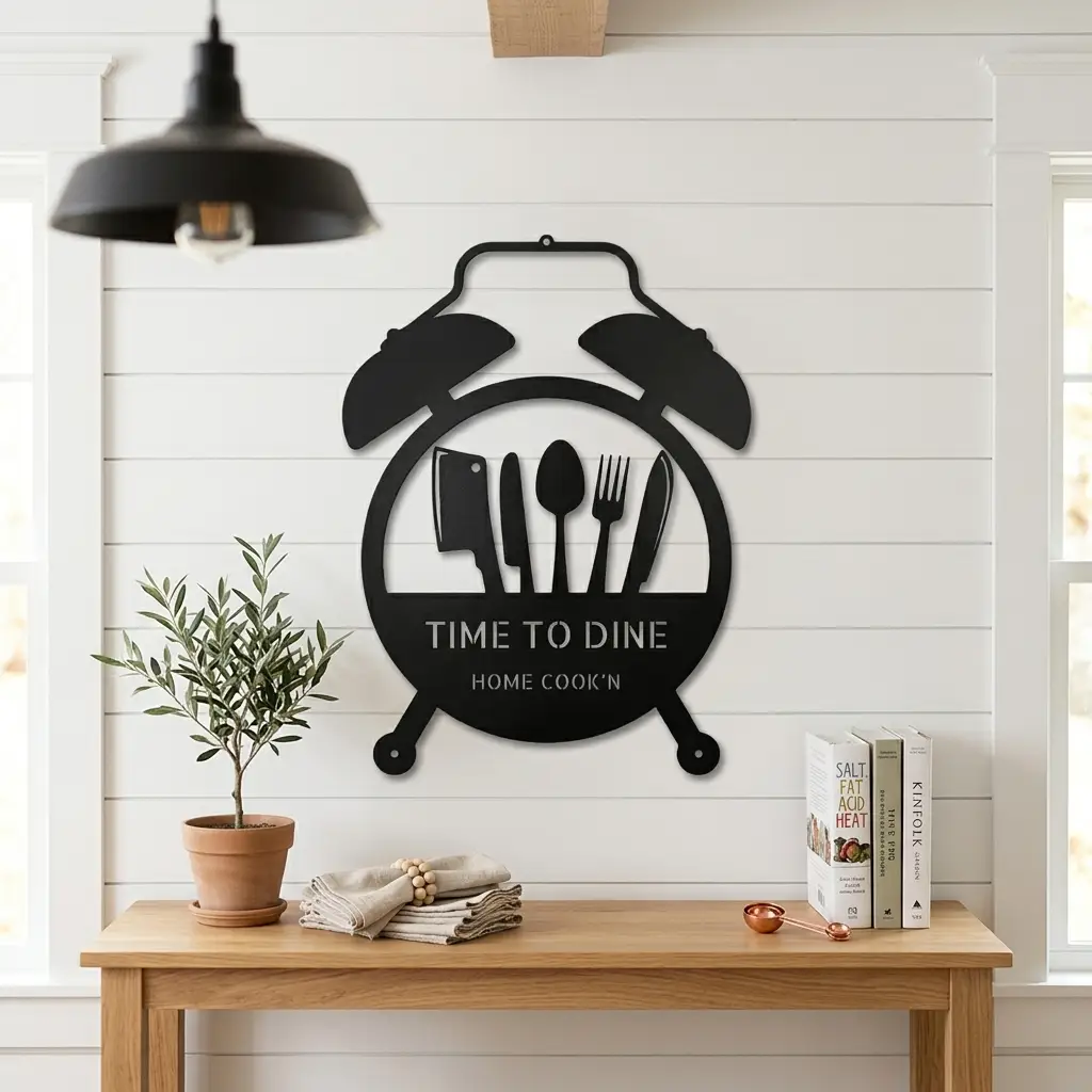 Food Time Kitchen Timer Custom Name Indoor Outdoor Steel Wall Sign