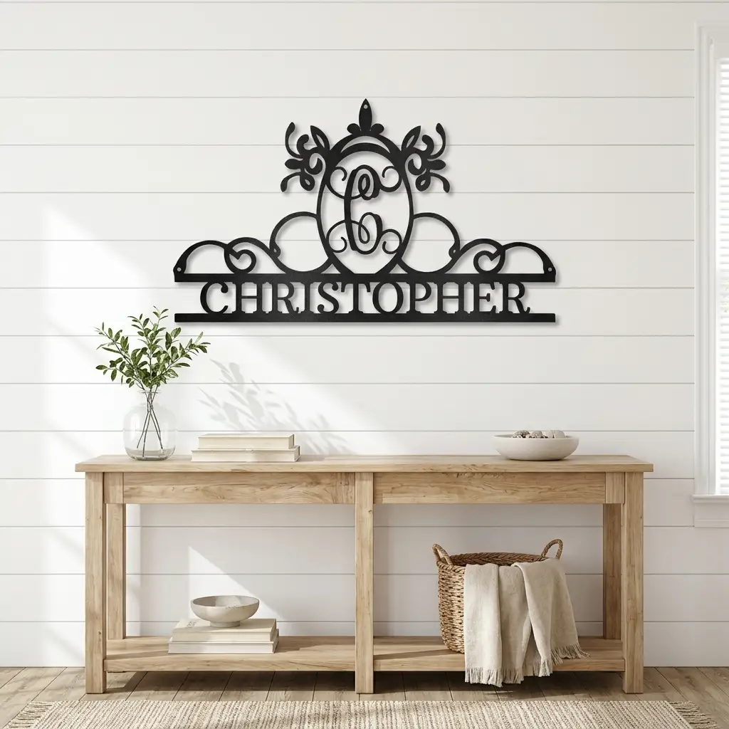 Initial and Name Custom Steel Wall Sign Metal Art
