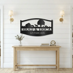 Farm Scene Custom Name Indoor Outdoor Monogram Steel Wall Sign