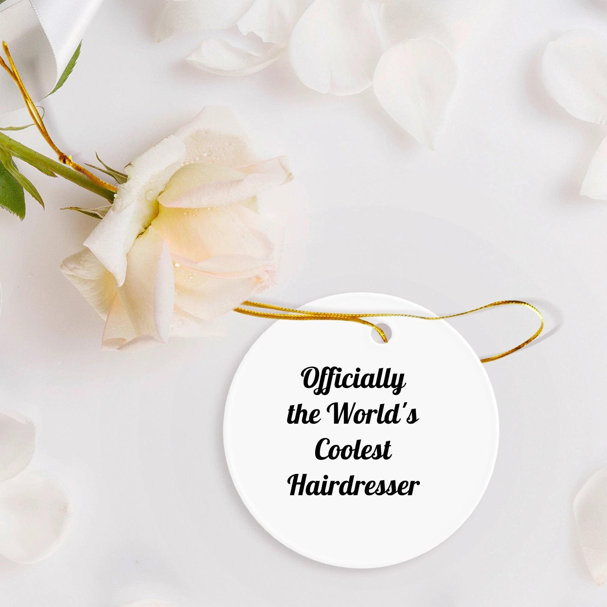 Hairdresser Gifts from Family - Officially The World's Coolest Hairdresser Circle Ornament for Christmas