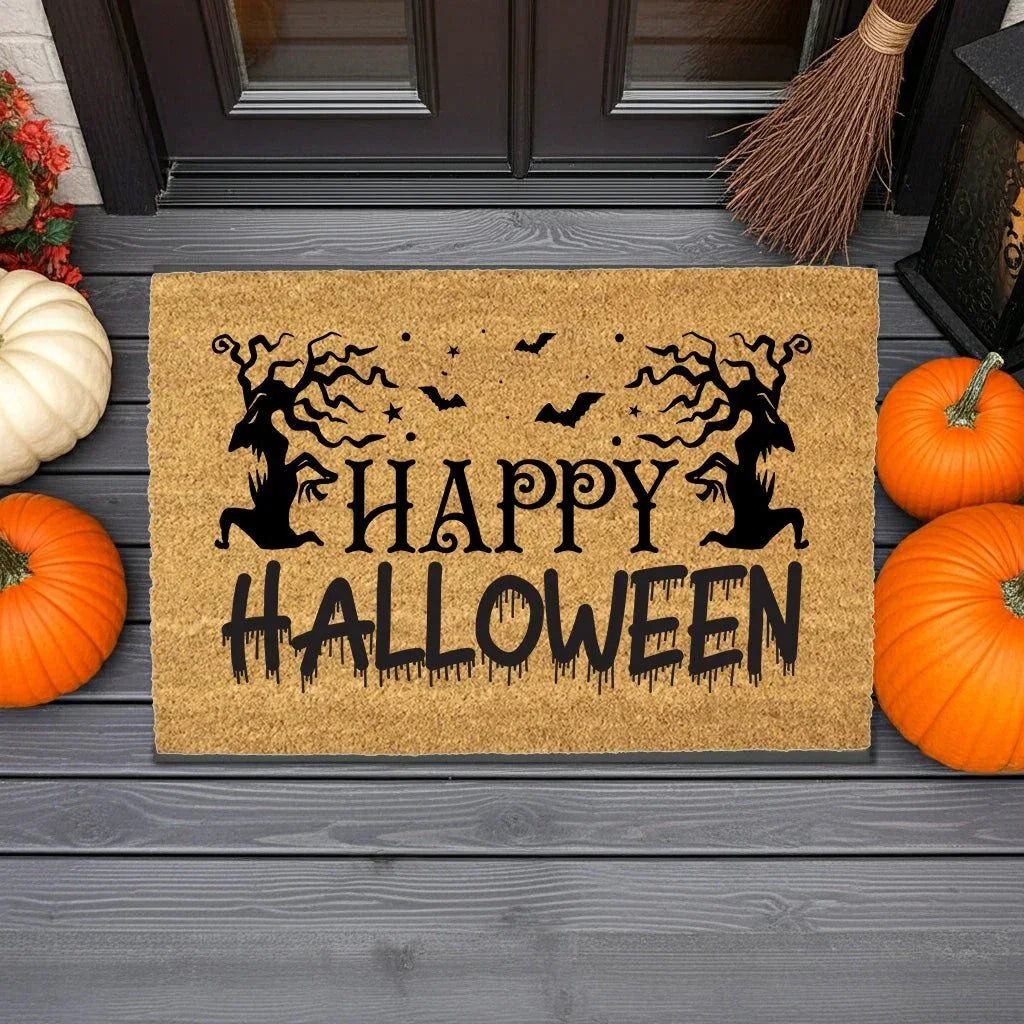 Happy Halloween Doormat – Spooky Outdoor Coir Mat for Fall Porch Décor