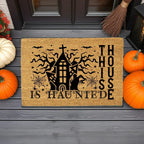 This House Is Haunted Coir Doormat – Haunted House Halloween Welcome Mat | Spooky Front Porch Decor | Rustic Fall Entryway Rug