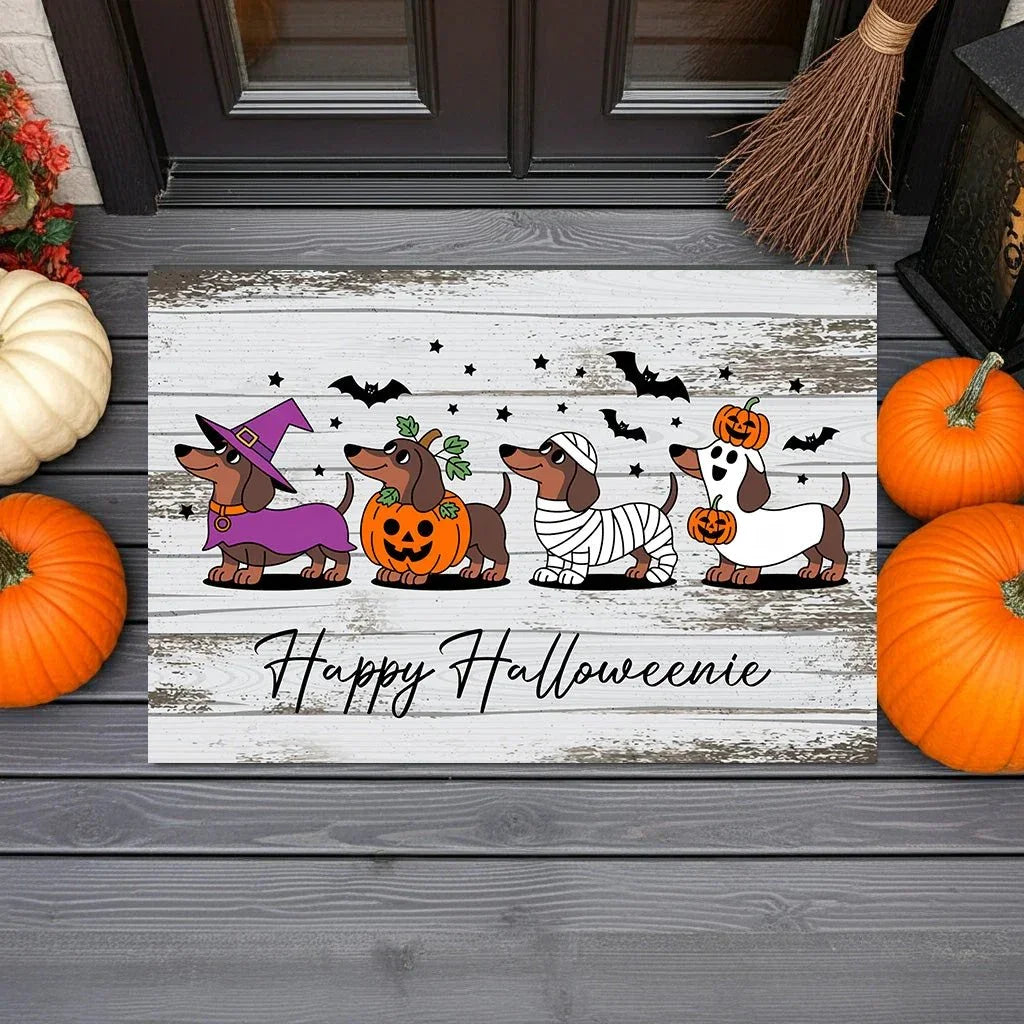 Happy Halloweenie Dachshund Doormat – Cute Halloween Dog Mat Décor