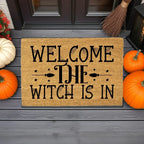 Welcome the Witch Is In - Coir Doormat – Funny Witch Halloween Welcome Mat | Spooky Fall Front Porch Decor | Rustic Farmhouse Entryway Rug