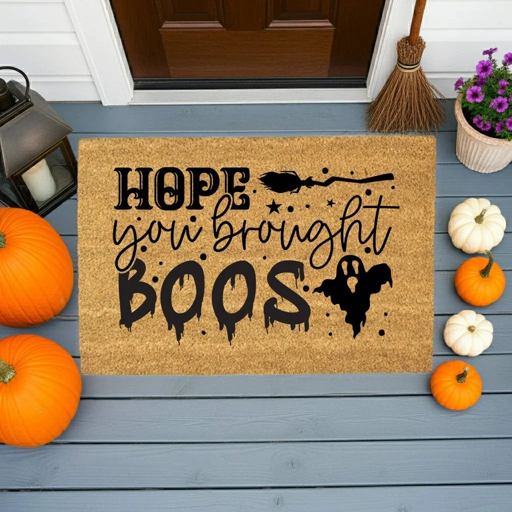 Hope You Brought Boos Halloween Coir Doormat – Funny Ghost and Witch Themed Entryway Mat | Spooky Front Porch Decor | Trick or Treat Welcome Mat
