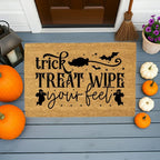 Trick, Treat, Wipe Your Feet Coir Doormat – Funny Halloween Welcome Mat | Spooky Ghost and Bat Porch Decor | Rustic Fall Entryway Rug