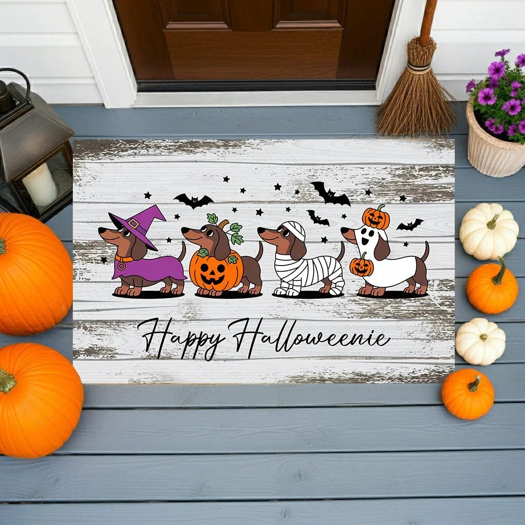 Happy Halloweenie Dachshund Doormat – Cute Halloween Dog Mat Décor