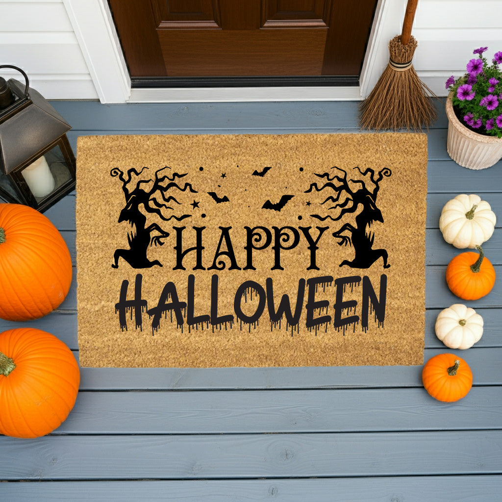Happy Halloween Doormat – Spooky Outdoor Coir Mat for Fall Porch Décor - Mallard Moon
