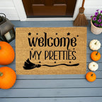 Welcome My Pretties Coir Doormat – Witchy Halloween Welcome Mat | Funny Front Porch Decor | Rustic Fall Entryway Rug