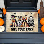 Wipe Your Paws Halloween Doormat – Cute Dogs in Costumes Welcome Mat – Funny Spooky Fall Decor for Dog Lovers