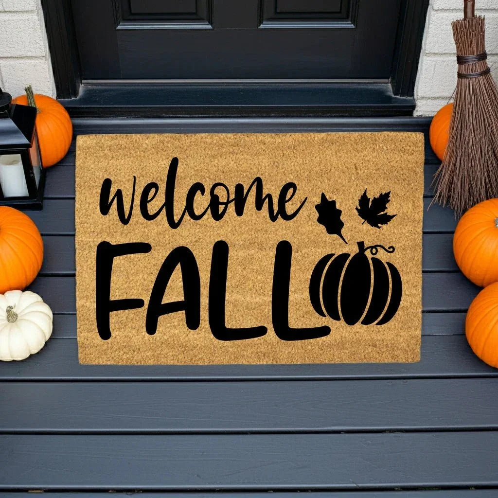 Welcome Fall Coir Doormat – Rustic Autumn Pumpkin Door Mat | Farmhouse Entryway Decor | Outdoor Welcome Mat for Porch, Patio, or Front Door