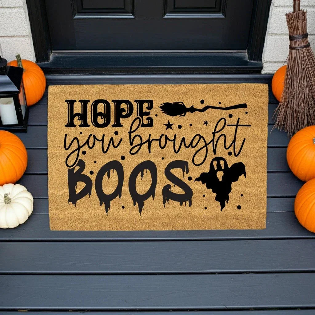 Hope You Brought Boos Halloween Coir Doormat – Funny Ghost and Witch Themed Entryway Mat | Spooky Front Porch Decor | Trick or Treat Welcome Mat
